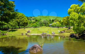 Grounds of Nara Park in Kansai Region of Japan