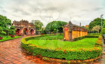 Ancient wall at the Forbidden City in Hue. UNESCO world heritage in Vietnam