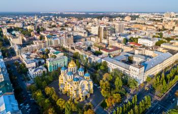 Aerial view of St. Volodymyr Cathedral in Kiev, Ukraine