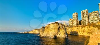 Raouche or Pigeons Rocks in Beirut, the capital of Lebanon