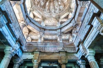Interior of Jami Masjid, a major tourist attraction at Champaner-Pavagadh Archaeological Park - Gujarat state of India