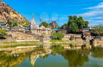 Suparshvanath Old Digamber Temple and Teliya Talav lake at Pavagadh Hill - Gujarat state of India