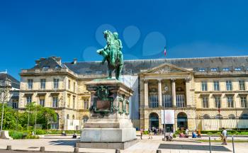 Equestrial monument to Emperor Napoleon Bonaparte in a square in Rouen - Normandy, France