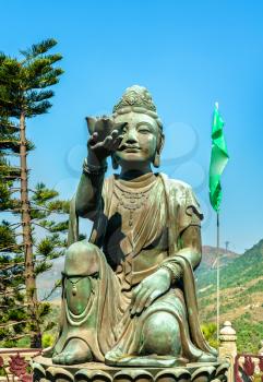 Buddhist statues at Ngong Ping, on the way to Tian Tan Buddha. Lantau Island in Hong Kong