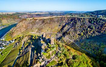 Burg Thurant, a ruined castle at the Moselle river in the Rhineland-Palatinate state of Germany