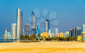 View of Abu Dhabi skyscrapers from the Public Beach