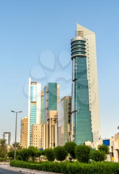 Modern skyscrapers in Kuwait City Downtown. Kuwait, a Persian Gulf county