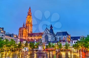 The Cathedral of Our Lady in Antwerp. A UNESCO world heritage site in the Flemish Region of Belgium