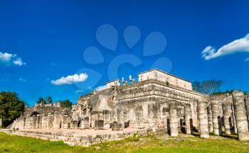 The Temple of the Warriors at Chichen Itza. UNESCO world heritage in Yucatan, Mexico