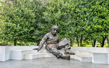 Washington DC, USA - May 7, 2017: The Albert Einstein Memorial, a bronze statue at the National Academy of Sciences