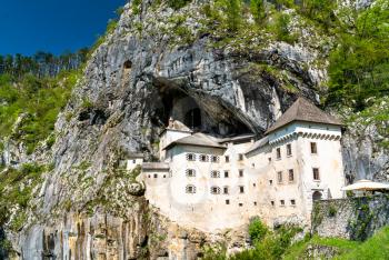 View of Predjama Castle, a Renaissance castle built within a cave mouth in south-central Slovenia