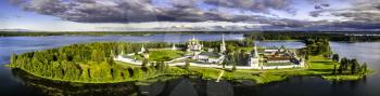 Aerial view of Valday Iversky Monastery in Novgorod Oblast of Russia