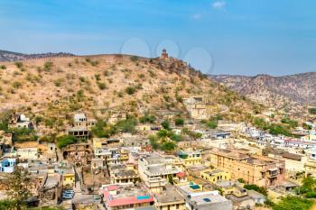 Aerial view of Amer town near Jaipur, Rajasthan State of India