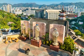 Hong Kong, China - December 27, 2017: View of Statues at Po Fook Hill Columbarium at Sha Tin