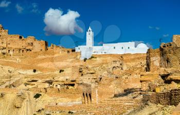 Mosque at Chenini, a a fortified Berber village in Tataouine Governorate, Southern Tunisia