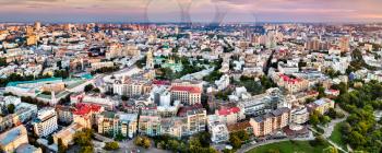 Aerial panorama of the old town of Kiev, the capital of Ukraine