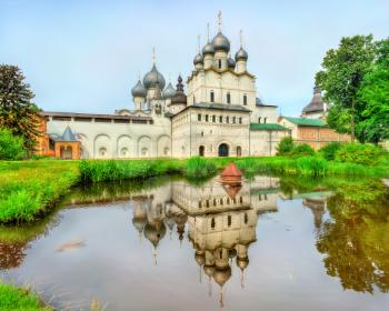 Church of Resurrection of Christ and Assumption Cathedral at Rostov Kremlin, Yaroslavl oblast, the Golden Ring of Russia.