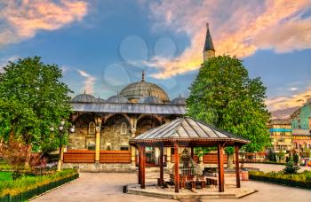The Caferiye Mosque at sunset in Erzurum, Turkey