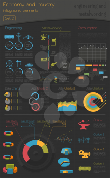 Economy and industry. Engineering and metalworking. Industrial infographic template. Vector illustration