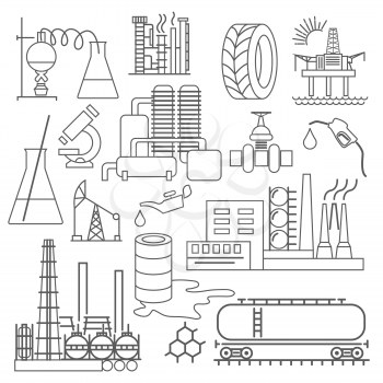Chemical industry icon set. Thin line icon design. Vector illustration