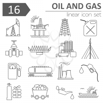 Oil and gas industry icon set. Thin line icon design. Vector illustration