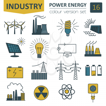 Power energy icon set. Colour version design. Vector illustration