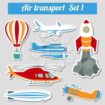 Public transportation, air transportation. Icon set. Vector illustration