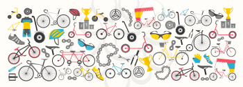 Bicycle banner graphic design. Bike types. Vector illustration flat design