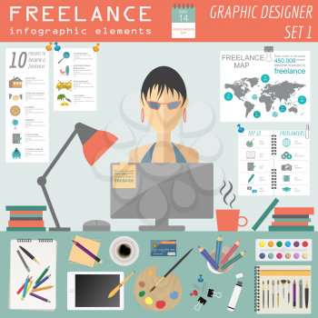 Freelance infographic template. Set elements for creating you own infographic. Vector illustration