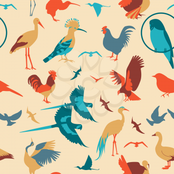 Birds seamless pattern. Vector flat style. Vector illustration
