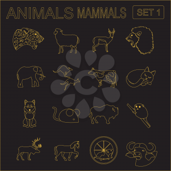 Animals mammals icon set. Vector flat style. Vector illustration
