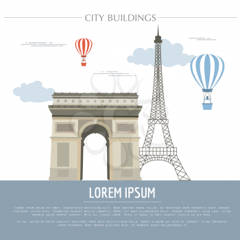 City buildings graphic template. France. Paris. Vector illustration