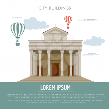 City buildings graphic template. Italian basilica. Vector illustration