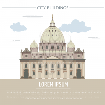 City buildings graphic template. Saint Pyotr Cathedral. Vector illustration