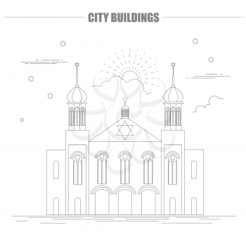 City buildings graphic template. Israel. Sinagogue. Vector illustration