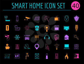 Smart house concept. Icon set. Flat style design. Vector illustration