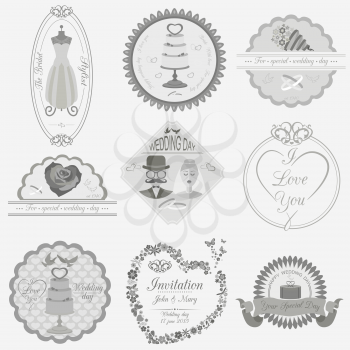 Set of vintage wedding and wedding fashion style logos. Vector logo templates and badges 