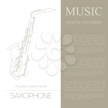 Musical instruments graphic template. Saxophone. Vector illustration