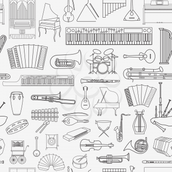 Musical instruments seamless pattern. Vector illustration