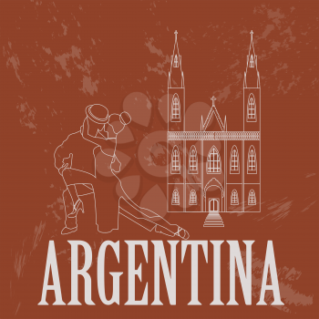 Argentina landmarks. Retro styled image. Vector illustration