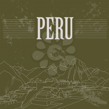 Peru  landmarks. Retro styled image. Vector illustration