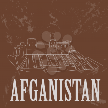 Afganistan landmarks. Retro styled image. Vector illustration