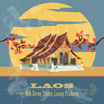 Laos. Retro styled image. Vector illustration