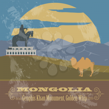 Mongolia. Retro styled image. Vector illustration