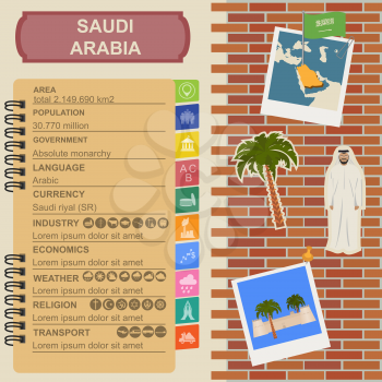 Saudi Arabia infographics, statistical data, sights. Vector illustration