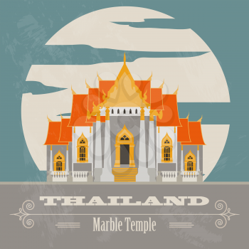 Thailand landmarks. Retro styled image. Vector illustration