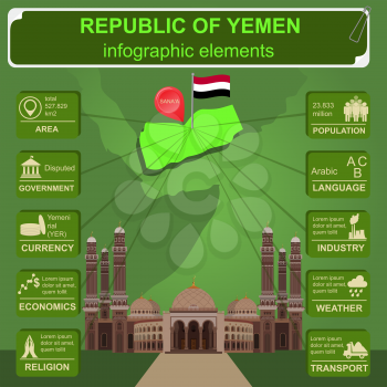 Yemen  infographics, statistical data, sights. Vector illustration