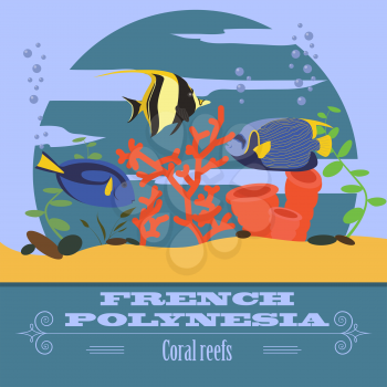 French Polynesia. Retro styled image. Vector illustration