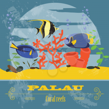 Palau. Retro styled image. Vector illustration