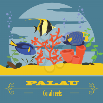 Palau. Retro styled image. Vector illustration